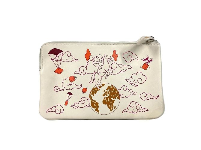 Hermès Borsa clutch in pelle avorio Hermes Crudo - vista 2