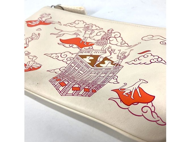 Hermès Borsa clutch in pelle avorio Hermes Crudo - vista 9