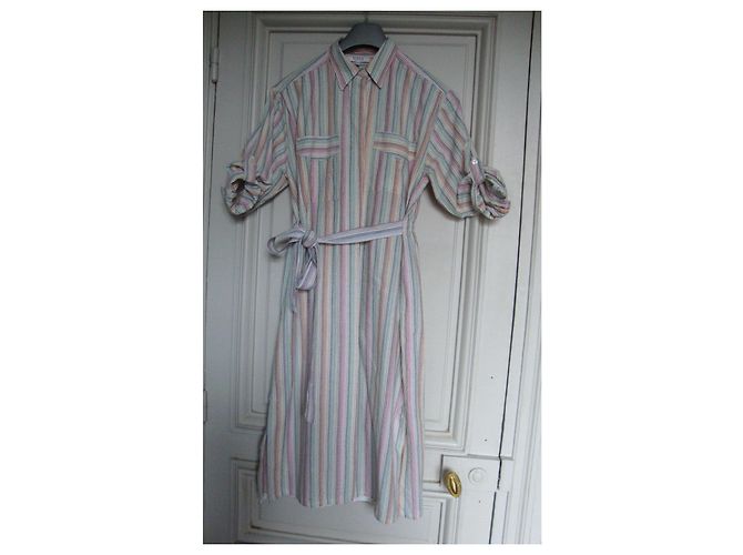 Autre Marque Vestido camisero René HAZAN de twill de algodón a rayas pastel Multicolor - vista 10
