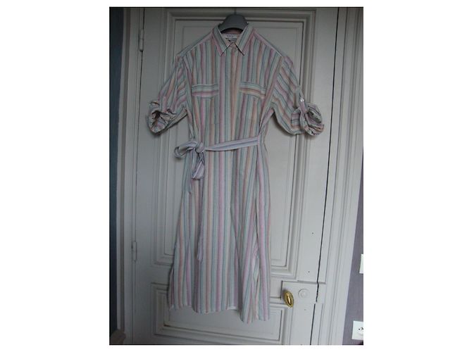Autre Marque Vestido camisero René HAZAN de twill de algodón a rayas pastel Multicolor - vista 2