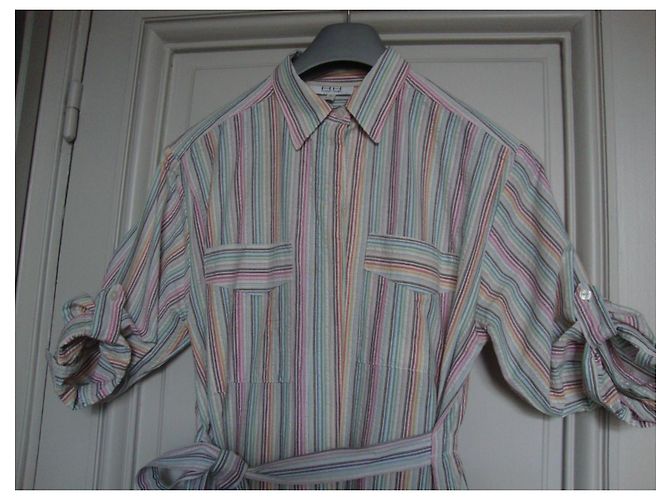 Autre Marque Vestido camisero René HAZAN de twill de algodón a rayas pastel Multicolor - vista 5