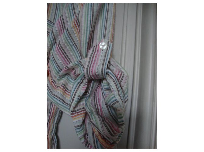 Autre Marque Vestido camisero René HAZAN de twill de algodón a rayas pastel Multicolor - vista 8