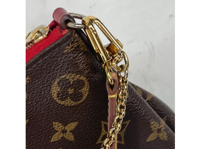 Louis Vuitton Monogram Pallas Clutch Bag Brown Red - view 9