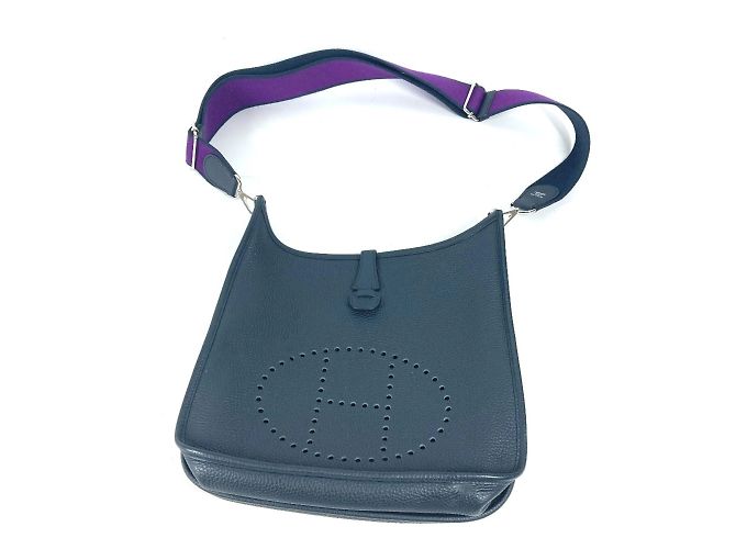 Hermès Hermes Evelyn 3 PM Schultertasche mit perforiertem H-Logo Marineblau - Ansicht 7