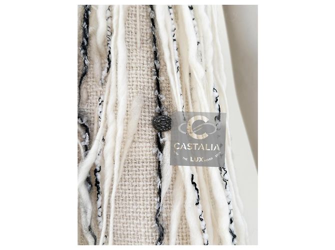 Ikonisches Fransen-Tweed-Kleid der Chanel Arctic Ice Kollektion 38 FR Roh - Ansicht 12