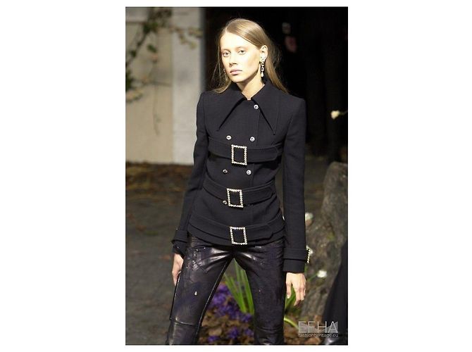 Manteau en laine Swarovski Dolce & Gabbana 2001, défilé automne-hiver 2001 Noir - vue 2