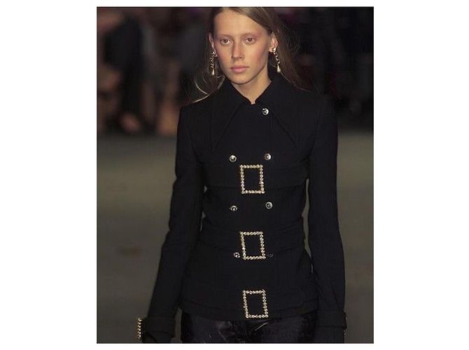 Manteau en laine Swarovski Dolce & Gabbana 2001, défilé automne-hiver 2001 Noir - vue 9