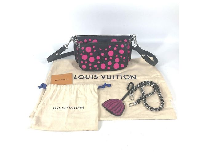Louis Vuitton Monogram Empreinte Yayoi Kusama Multi Pochette Accessori Nero Rosa - vista 16