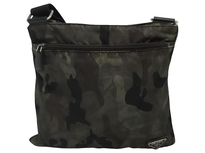 PRADA Borsa a Spalla in Nylon Kaki Nero Auth bs23050 Cachi - vista 13