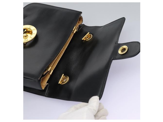 Céline CELINE Handtasche aus schwarzem Leder mit Gold Auth mr1085 Golden - Ansicht 10