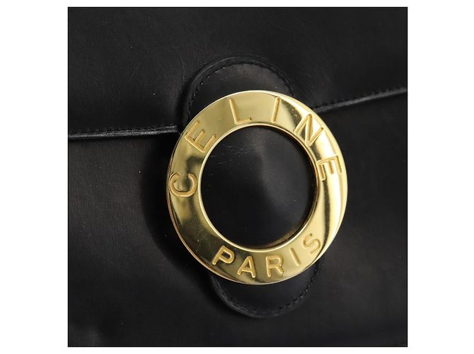 Céline CELINE Handtasche aus schwarzem Leder mit Gold Auth mr1085 Golden - Ansicht 19
