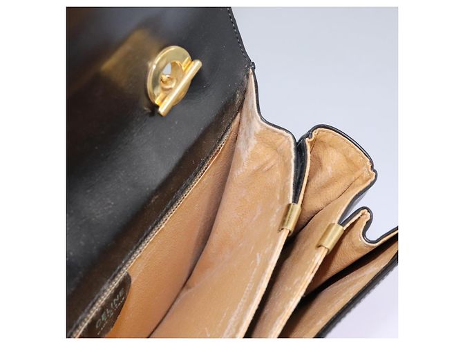 Céline CELINE Handtasche aus schwarzem Leder mit Gold Auth mr1085 Golden - Ansicht 24