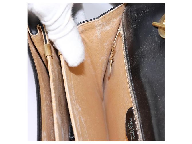 Céline CELINE Handtasche aus schwarzem Leder mit Gold Auth mr1085 Golden - Ansicht 25