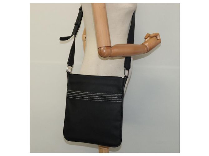 LOEWE Borsa a Spalla Anagram PVC Nero Argento Auth hk2150 - vista 22