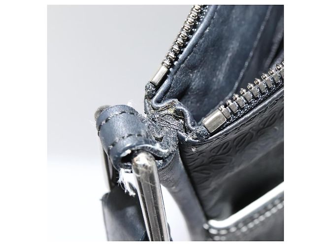 LOEWE Borsa a Spalla Anagram PVC Nero Argento Auth hk2150 - vista 9