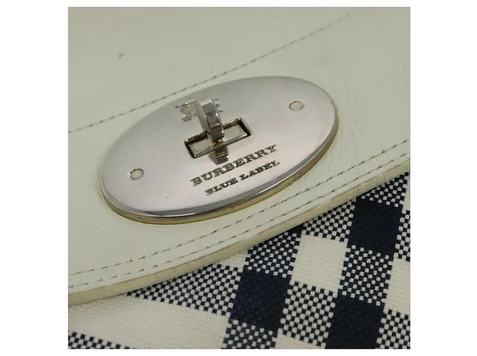 Borsa in tela e pelle Burberry Nova Check Blue Label bianca argento autentica EC349 Bianco - vista 10