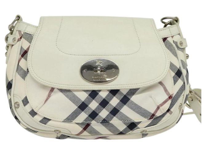 Borsa in tela e pelle Burberry Nova Check Blue Label bianca argento autentica EC349 Bianco - vista 13