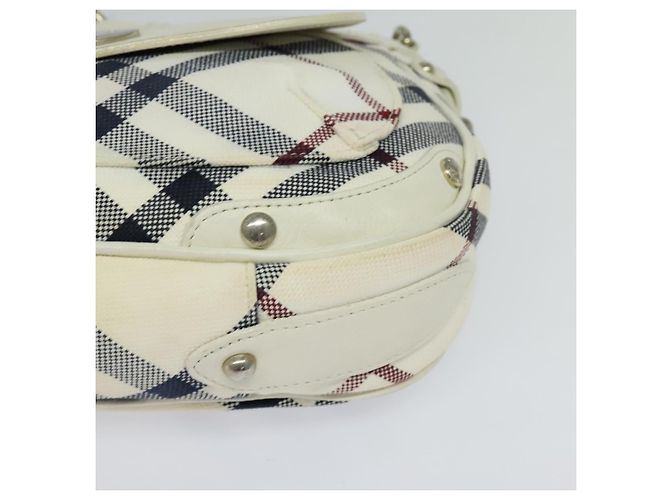 Borsa in tela e pelle Burberry Nova Check Blue Label bianca argento autentica EC349 Bianco - vista 14