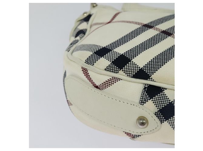 Borsa in tela e pelle Burberry Nova Check Blue Label bianca argento autentica EC349 Bianco - vista 15