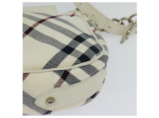 Borsa in tela e pelle Burberry Nova Check Blue Label bianca argento autentica EC349 Bianco - vista 16