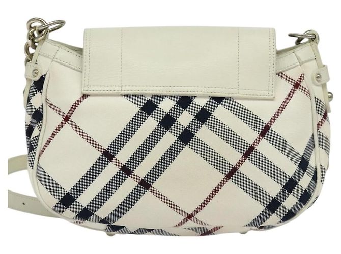 Borsa in tela e pelle Burberry Nova Check Blue Label bianca argento autentica EC349 Bianco - vista 2