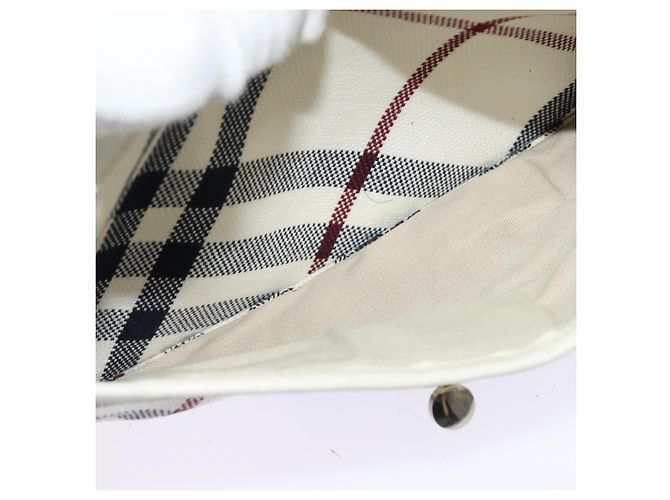 Borsa in tela e pelle Burberry Nova Check Blue Label bianca argento autentica EC349 Bianco - vista 21
