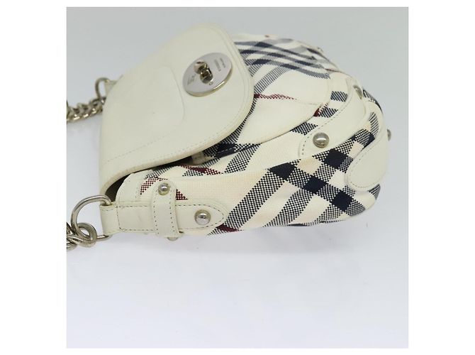 Borsa in tela e pelle Burberry Nova Check Blue Label bianca argento autentica EC349 Bianco - vista 3