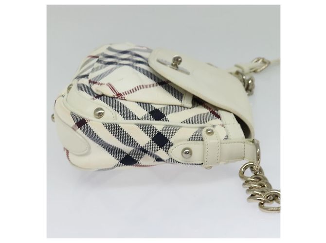 Borsa in tela e pelle Burberry Nova Check Blue Label bianca argento autentica EC349 Bianco - vista 4