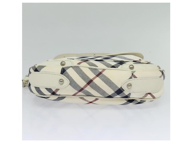 Borsa in tela e pelle Burberry Nova Check Blue Label bianca argento autentica EC349 Bianco - vista 5