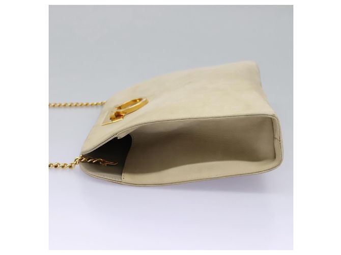 Borsa a spalla Gancini in suede beige e oro Auth MY113 di Salvatore Ferragamo D'oro - vista 3
