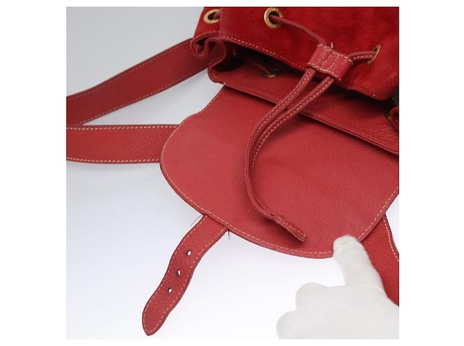 Bamboo Zaino Gucci in pelle scamosciata rossa e oro 003 2058 0016 Auth nb202 Rosso D'oro - vista 10