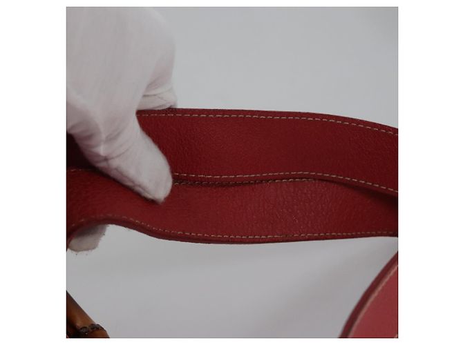 Bamboo Zaino Gucci in pelle scamosciata rossa e oro 003 2058 0016 Auth nb202 Rosso D'oro - vista 14
