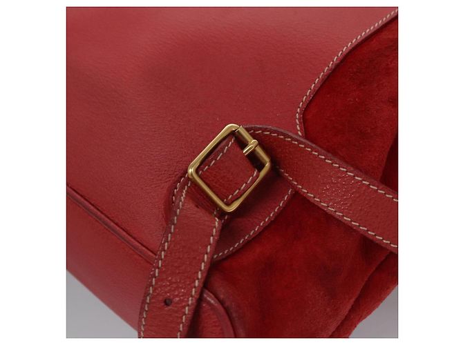 Bamboo Zaino Gucci in pelle scamosciata rossa e oro 003 2058 0016 Auth nb202 Rosso D'oro - vista 19