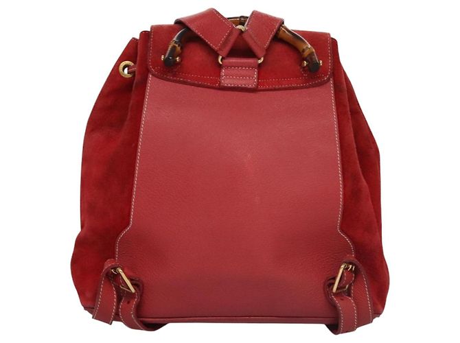 Bamboo Zaino Gucci in pelle scamosciata rossa e oro 003 2058 0016 Auth nb202 Rosso D'oro - vista 2