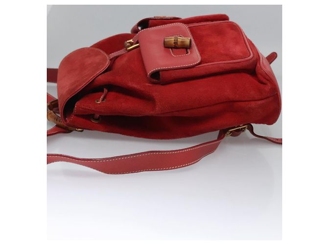 Bamboo Zaino Gucci in pelle scamosciata rossa e oro 003 2058 0016 Auth nb202 Rosso D'oro - vista 4