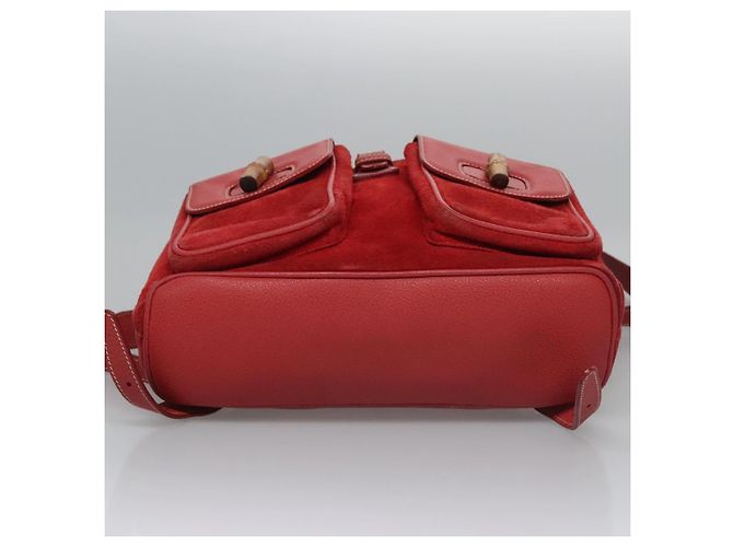 Bamboo Zaino Gucci in pelle scamosciata rossa e oro 003 2058 0016 Auth nb202 Rosso D'oro - vista 5