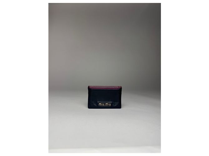 Portacarte in pelle vintage Miu Miu nero e viola - vista 4