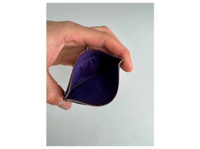 Portacarte in pelle vintage Miu Miu nero e viola - vista 7