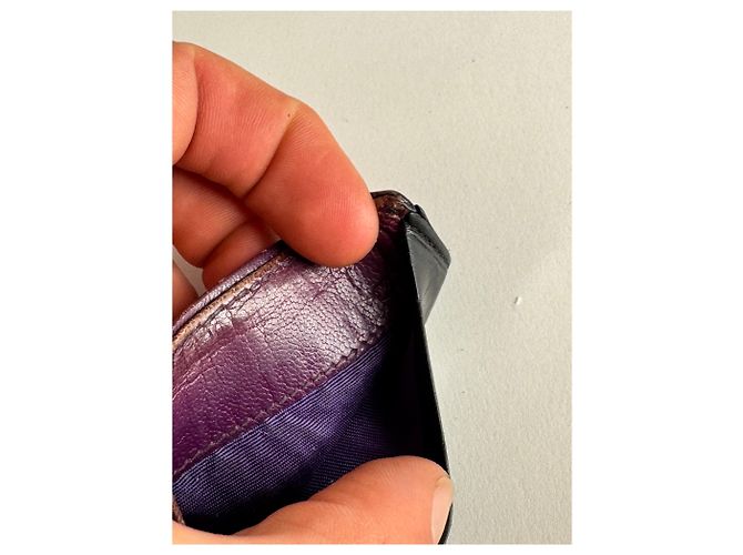 Portacarte in pelle vintage Miu Miu nero e viola - vista 8