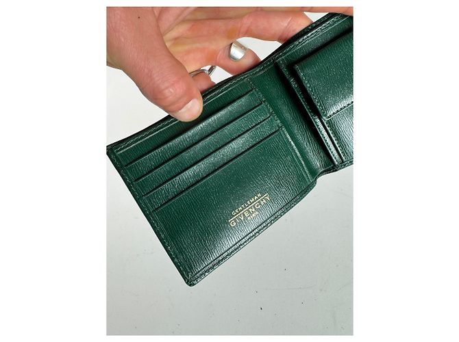 Vintage Givenchy Foldable Leather Wallet Green - view 6