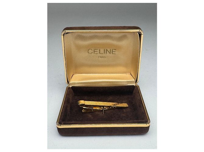 Céline Fermaglio per cravatta vintage Celine Paris D'oro - vista 2