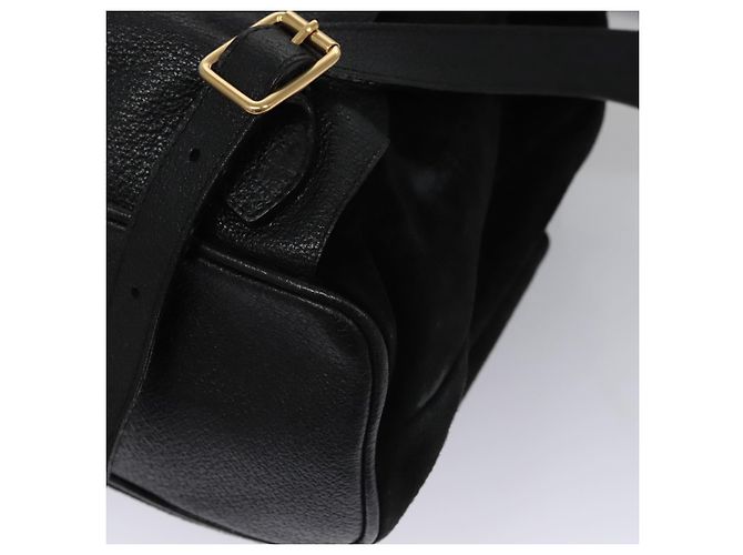 Bamboo Mochila GUCCI em couro camurça preto e dourado 003 58 0016 Auth nb007 - vista 19
