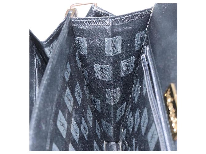 Borsa a spalla in pelle nera SAINT LAURENT Auth sw105 Nero - vista 19