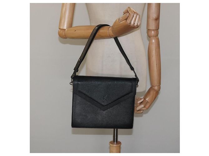 Borsa a spalla in pelle nera SAINT LAURENT Auth sw105 Nero - vista 22