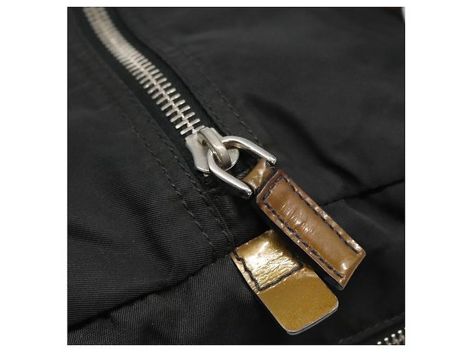 PRADA Borsa a mano in nylon nero argento autentica IN024 - vista 10