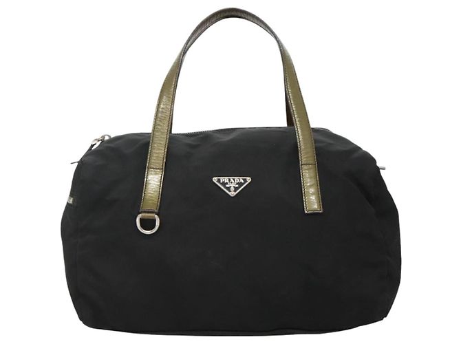 PRADA Borsa a mano in nylon nero argento autentica IN024 - vista 13