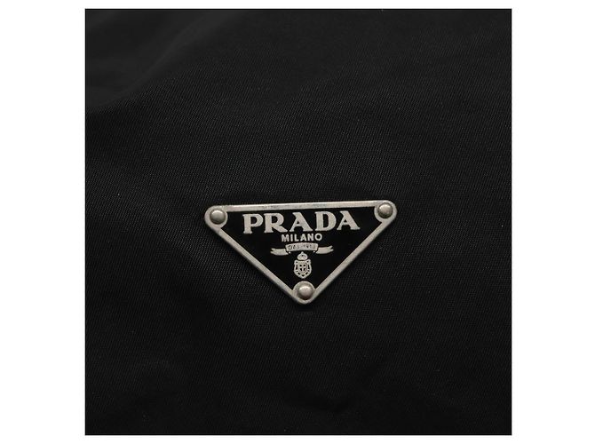 PRADA Borsa a mano in nylon nero argento autentica IN024 - vista 17