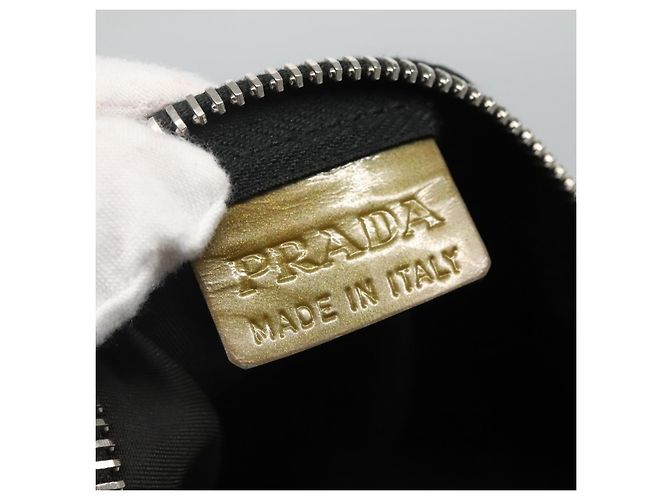 PRADA Borsa a mano in nylon nero argento autentica IN024 - vista 18