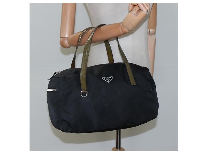 PRADA Borsa a mano in nylon nero argento autentica IN024 - vista 23