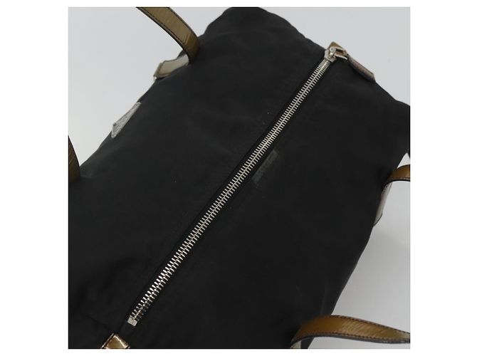 PRADA Borsa a mano in nylon nero argento autentica IN024 - vista 6